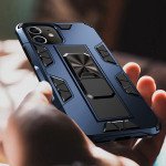 Wholesale iPhone 11 6.1 Military Grade Armor Protection Stand Magnetic Feature Case (Navy Blue)